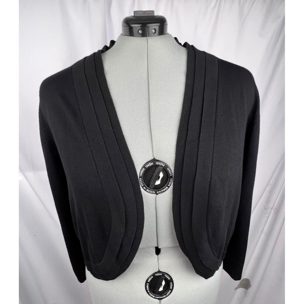 NORTHSTYLE Triple Tiered Knit Shrug Cardigan Womens 3X Black Open Front Cropped